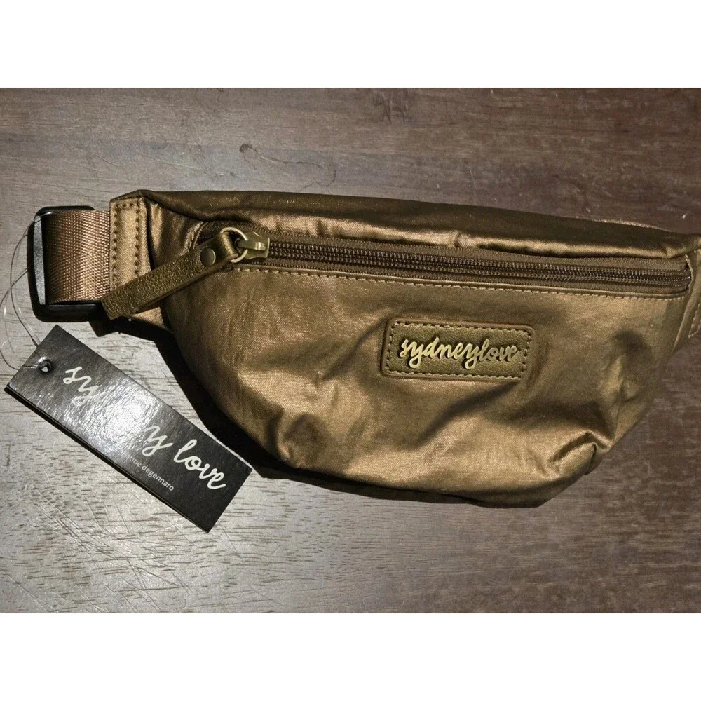 Sydney Love sling bag, metallic bronze finish & adjustable brown strap